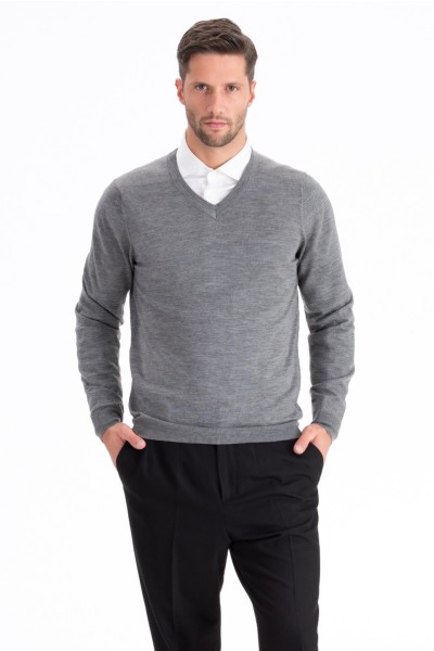 Scollo V uomo in 100% Merinos Extrafine