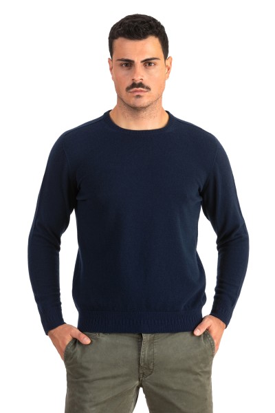 Girocollo coste alternate uomo in 100% Cashmere