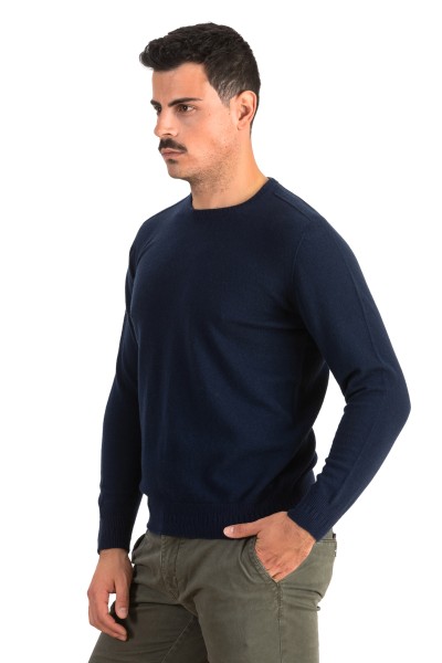 Girocollo coste alternate uomo in 100% Cashmere