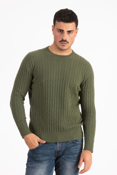 Girocollo a treccia uomo in 100% Cashmere