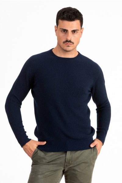 Girocollo a coste uomo in 100% Cashmere