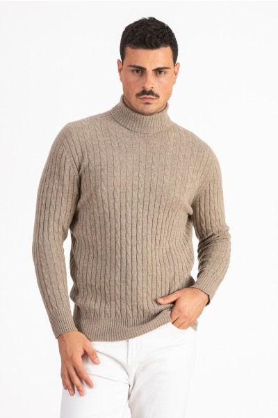 Dolcevita a treccia uomo in 100%Cashmere