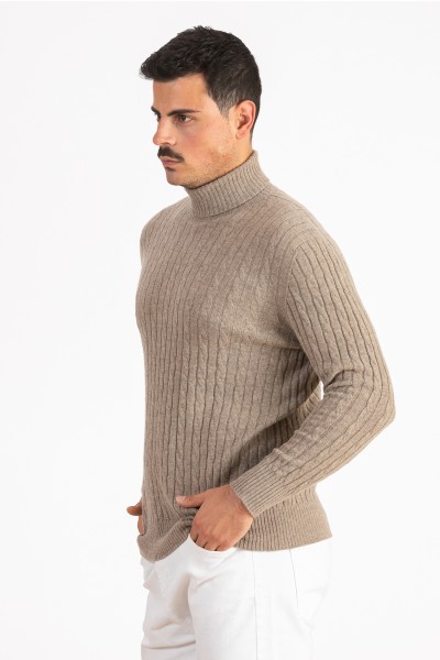 Dolcevita a treccia uomo in 100%Cashmere