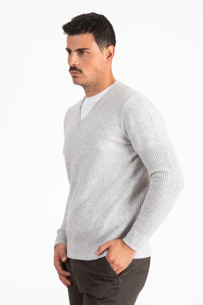 Scollo a V a coste uomo in 100% Cashmere