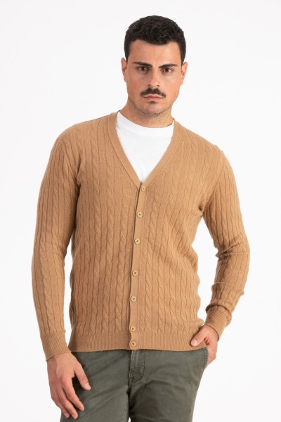 Cardigan a treccia uomo in 100% Cashmere