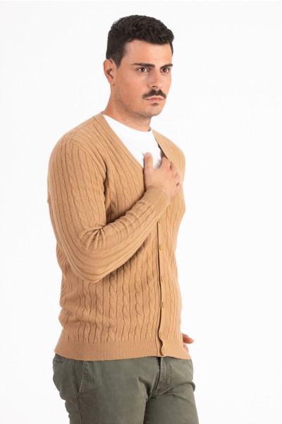 Cardigan a treccia uomo in 100% Cashmere