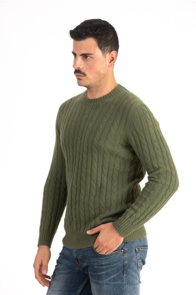 Girocollo a treccia uomo in 100% Cashmere 4 fili