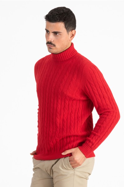 Dolcevita a treccia uomo in 100%Cashmere 4 fili