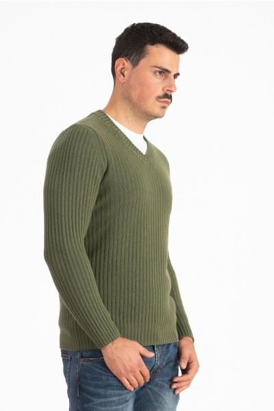 Scollo V a coste uomo in 100% Cashmere 4 fili